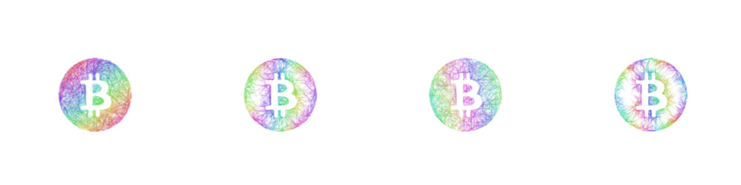 Rainbow sketch cryptocurrency icon design set