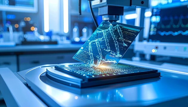 Microarray scanner analyzing DNA patterns in laboratory