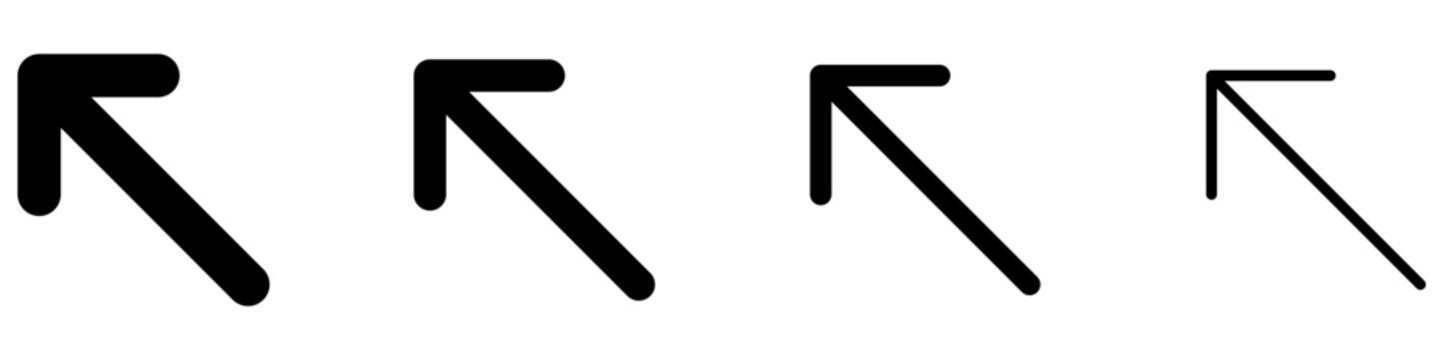 Set of arrow icons pointing up and left. Vector illustration.