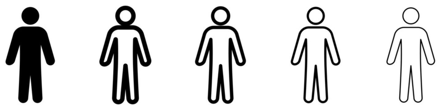 Set of icons of a person, silhouette of a man or woman. Vector illustration.