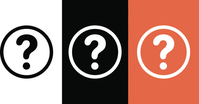 Question mark icons set, various style symbols for uncertainty inquiry problem solving and UI help interface design.