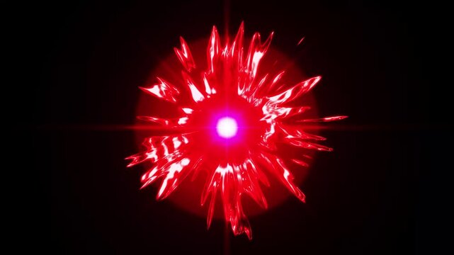 Red light explosion with bright rays particles is a powerful energy burst this abstract background. seamless loop explosion lights optical lens flare effect transition shiny animation bright video. 4k
