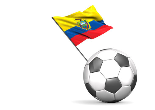 Football with flag of Ecuador, 3d rendering