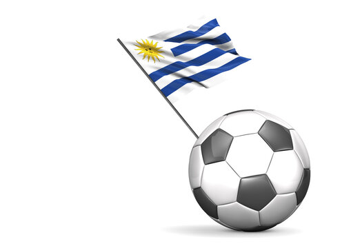 Football with flag of Uruguay, 3d rendering
