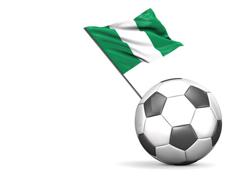Football with flag of Nigeria, 3d rendering