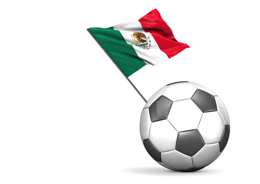 Football with flag of Mexico, 3d rendering