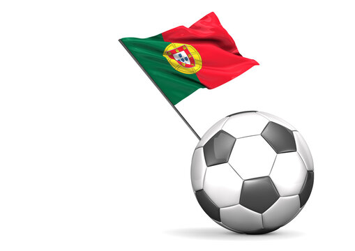 Football with flag of Portugal, 3d rendering