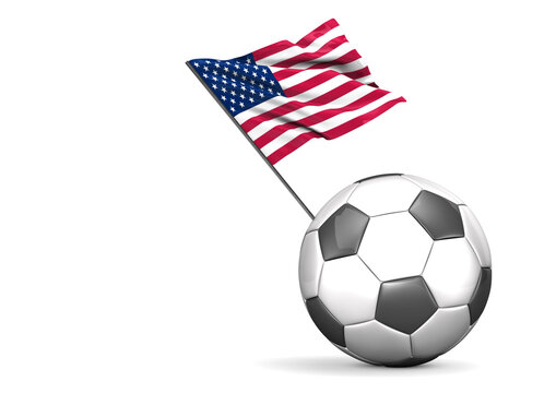 Football with flag of USA, 3d rendering
