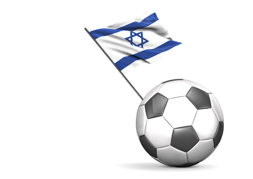 Football with flag of Israel, 3D Rendering