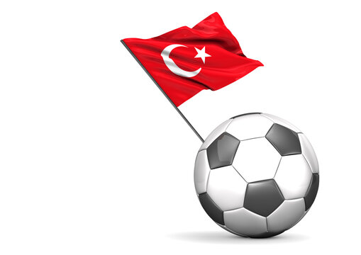 Football with flag of Turkey, 3D Rendering