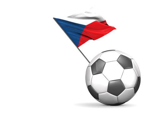 Football with flag of Czech Republik, 3D Rendering