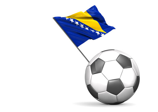 Football with flag of Bosnia Herzogovina, 3d rendering