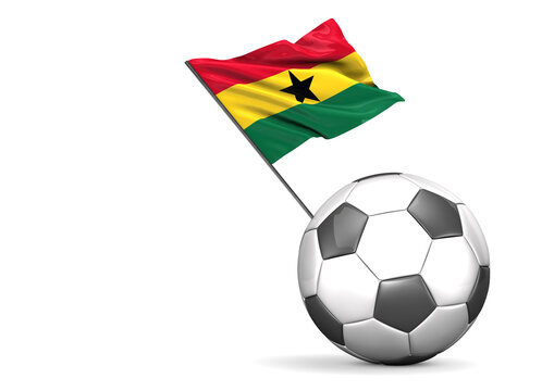 Football with flag of Ghana, 3d rendering