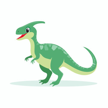 Cute Green Parasaurolophus Dinosaur Cartoon