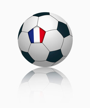 French flag on football, close up