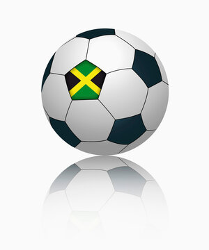Jamaican flag on football, close up