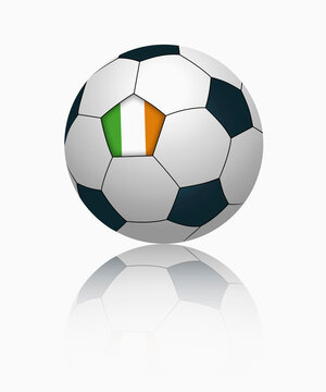 Republic of Ireland flag on football, close up