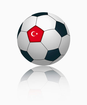 Turkish flag on football, close up