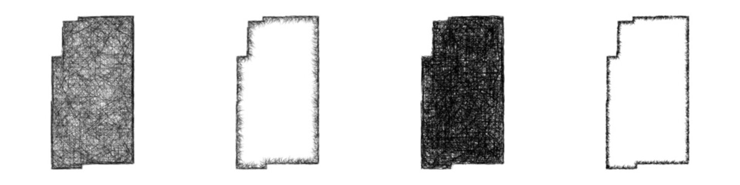 Black and white sketch Lee County (Mississippi) outline map design set