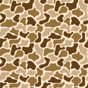 Old School Woodland Duck Camo Seamless Pattern, Vintage Forest dark and Earth Tone Hunting Camouflage Vector