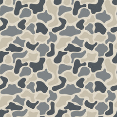 Fototapeta premium Pastel grey camouflage seamless pattern. Gray hunting camo background. Digital camouflage design