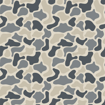 Pastel grey camouflage seamless pattern. Gray hunting camo background. Digital camouflage design