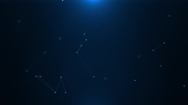 Abstract blue network background with connected glowing nodes and minimal digital lines. Futuristic technology design for data and cyberspace visuals.