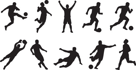 Black silhouettes of soccer players in various actions © MdAshfakurRahman