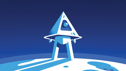 Illustration Of A Triangular Planet Explorer Standing Upright Vector Design Template © Princess