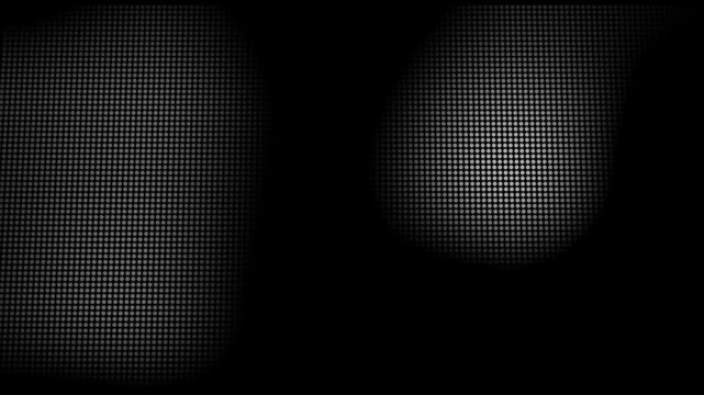Animated abstract technology dark background random dots and grid 4K. Loop background. Led halftone and moire effect.Abstract black and white gradient halftone dotted background with a pop cartoon com