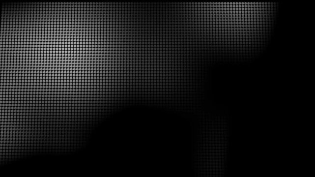 Animated abstract technology dark background random dots and grid 4K. Loop background. Led halftone and moire effect.Abstract black and white gradient halftone dotted background with a pop cartoon com