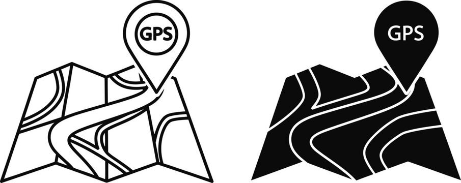 Gps location map icons black and white vector illustration