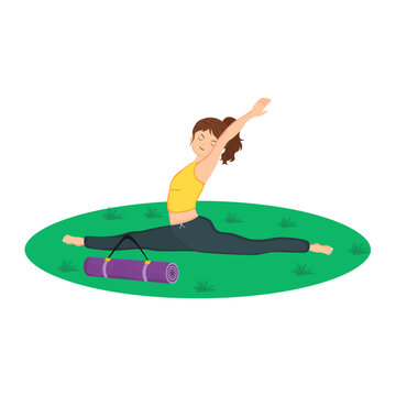 Triangle Pose Yoga Flat Vector Illustration
