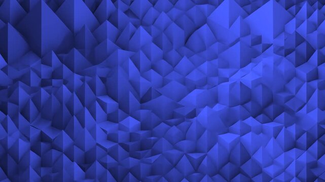 A clean, minimalistic 3D background featuring monochromatic blue geometric pyramids shifting in a continuous low-poly wave pattern. This professional motion graphics asset is perfect for corporate vid
