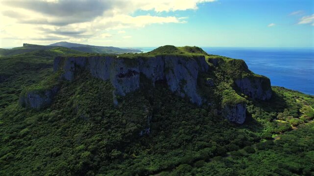 Drone Shot of Saipan Suicide Cliff in Northern Mariana Islands