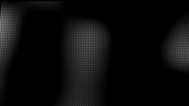 Animated abstract technology dark background random dots and grid 4K. Loop background. Led halftone and moire effect.Abstract black and white gradient halftone dotted background with a pop cartoon com