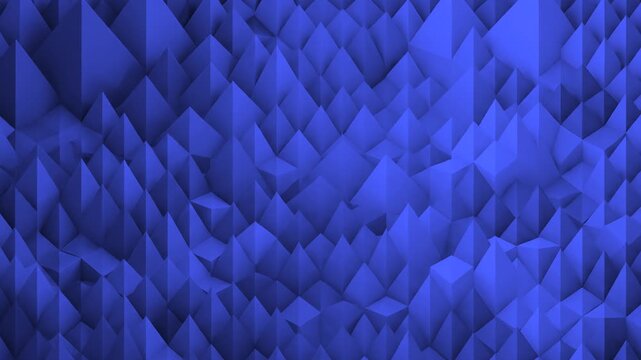A clean, minimalistic 3D background featuring monochromatic blue geometric pyramids shifting in a continuous low-poly wave pattern. This professional motion graphics asset is perfect for corporate vid
