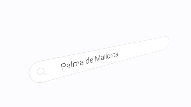 Typing Palma de Mallorca In Search Bar Graphic. close-up shot