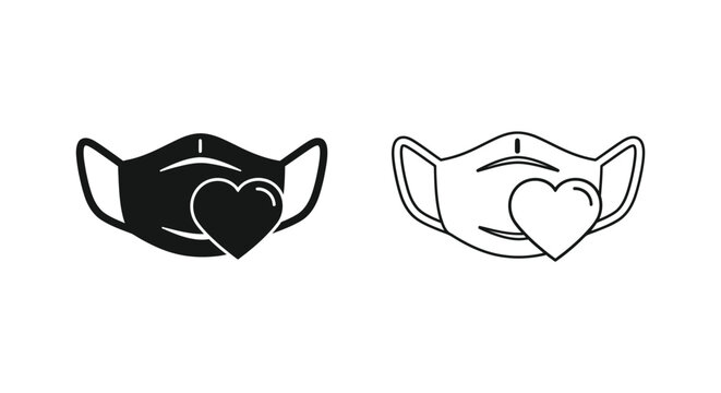 Protective face mask with heart symbol