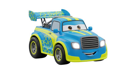Naklejka premium Blue race car with giraffe pattern