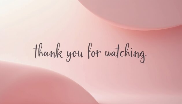Soft pink gradient background with elegant script text reads thank you for watching. Minimal design suits various end screens. Use for presentations, videos, or social media content.