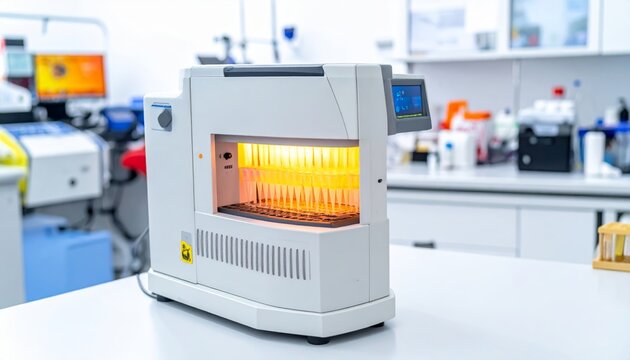 Modern Thermal Cycler with PCR Sample Tubes in Laboratory