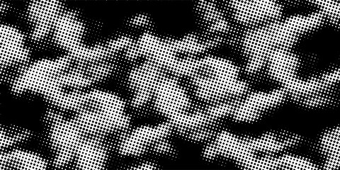 Black and white abstract camouflage background with halftone dot pattern. Vector illustration © Jumriyeh