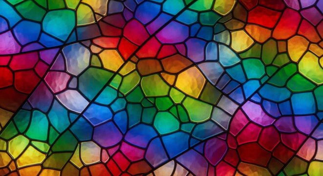 Vibrant Stained Glass Mosaic: A Kaleidoscope of Colors and Textures.