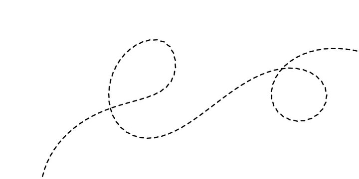 Abstract dotted line tracing a wavy path with loops and curves, representing movement and continuity
