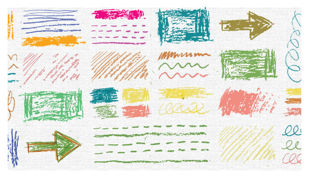 Crayon scribbles and doodles pattern colorful hand drawn textures