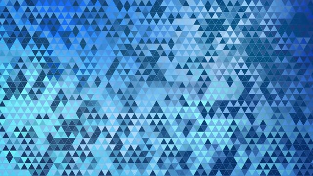 Background filled with a dense multi-shaded mosaic pattern of small interconnected triangles in various tones of light blue cyan and turquoise. Loop animation.