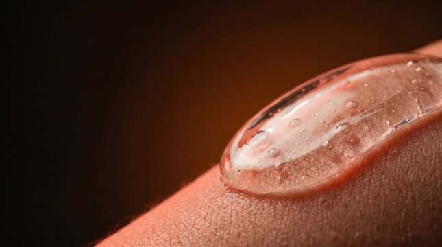 Hydrogel treatment texture against raw skin in amber red light