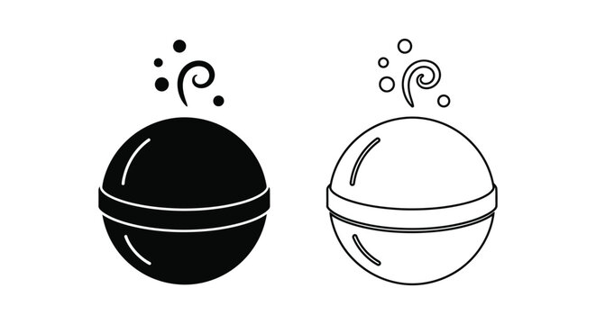 Bath bomb in black and white line style