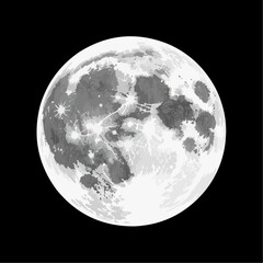 Fototapeta premium Moon vector art illustration, isolated on dark background. 